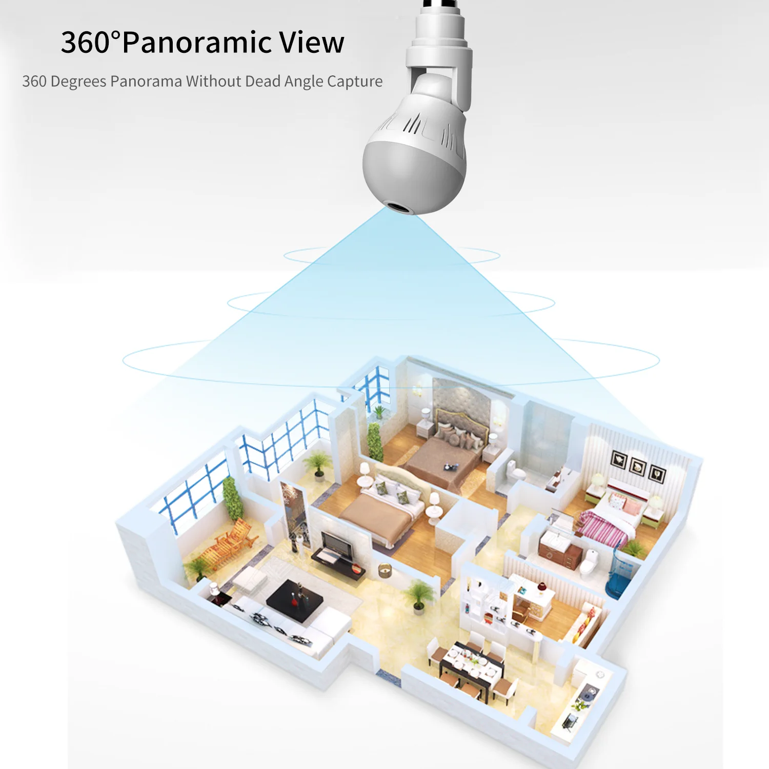 360 Wi-Fi панорамная камера видеонаблюдения с лампочкой 960P Панорамное ночное