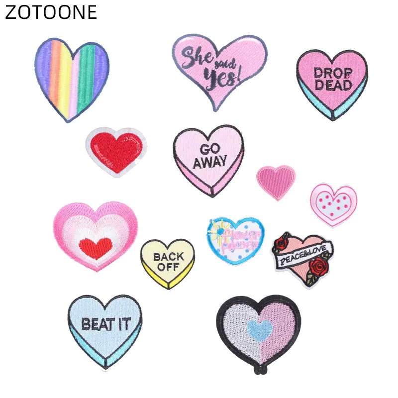ZOTOONE нашивка в форме сердца термоклейкая с надписью Значки для одежды джинсов