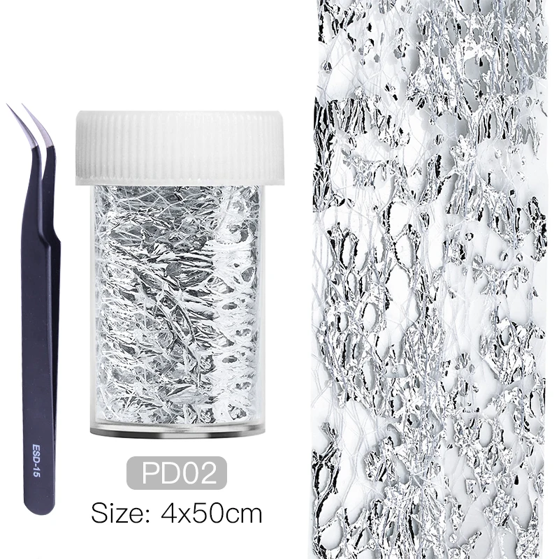 

2Pcs /Set Aluminum Nail Foils 3D Mesh Nail Stickers 4*50cm Or 20cm Nail Art Decal Wraps Slider Manicure DIY Decoration