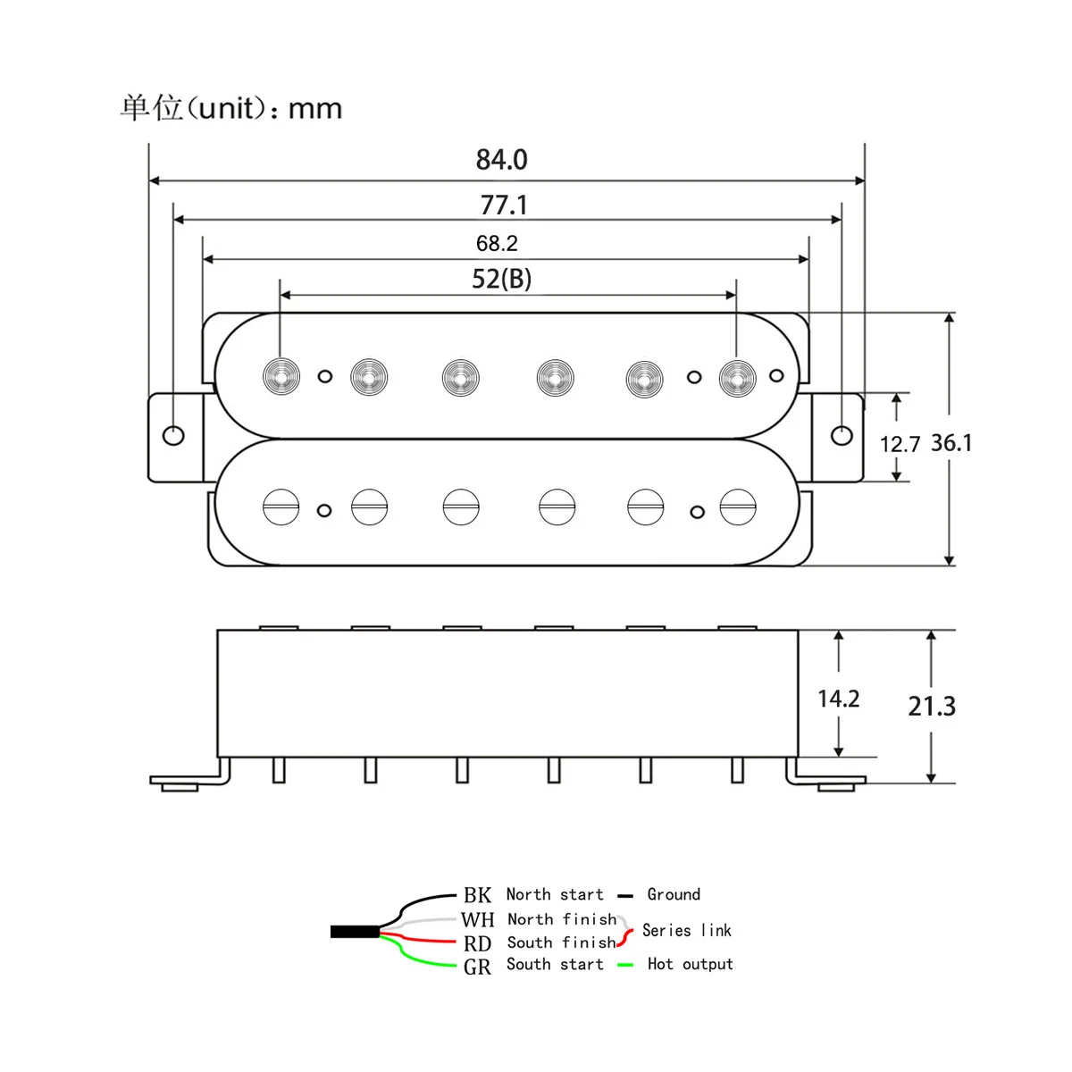 Oripure Dual Coil Humbucker звукосниматель мостовой Alnico 5 электрогитара 14K Твердый