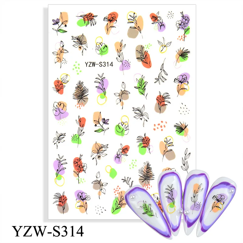 

Flower Nail Art Stickers Decals Self-Adhesive Nail Trasnfer Sliders Supplies Leaves Face Purple Butterfly Design Nail Decoration