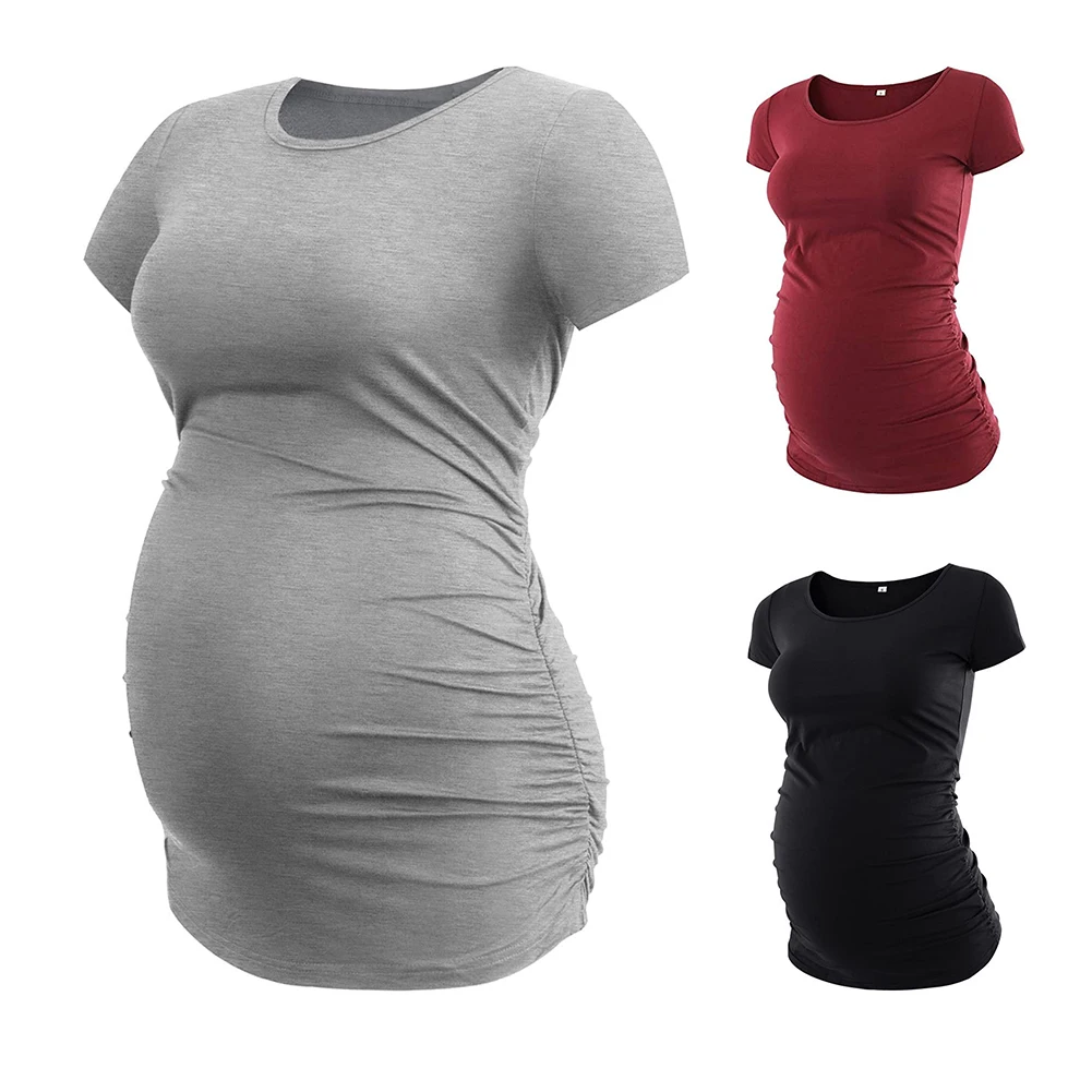 

2021 New Maternity Clothes Round Neck Short Sleeve Vest T Shirt Jacket Casual Comfort Care Jacket Solid Color Maternity Clothes