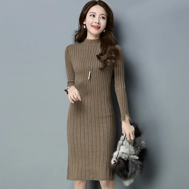 Трикотажные свитеры модное женское платье с длинным рукавом 2020 трикотажная