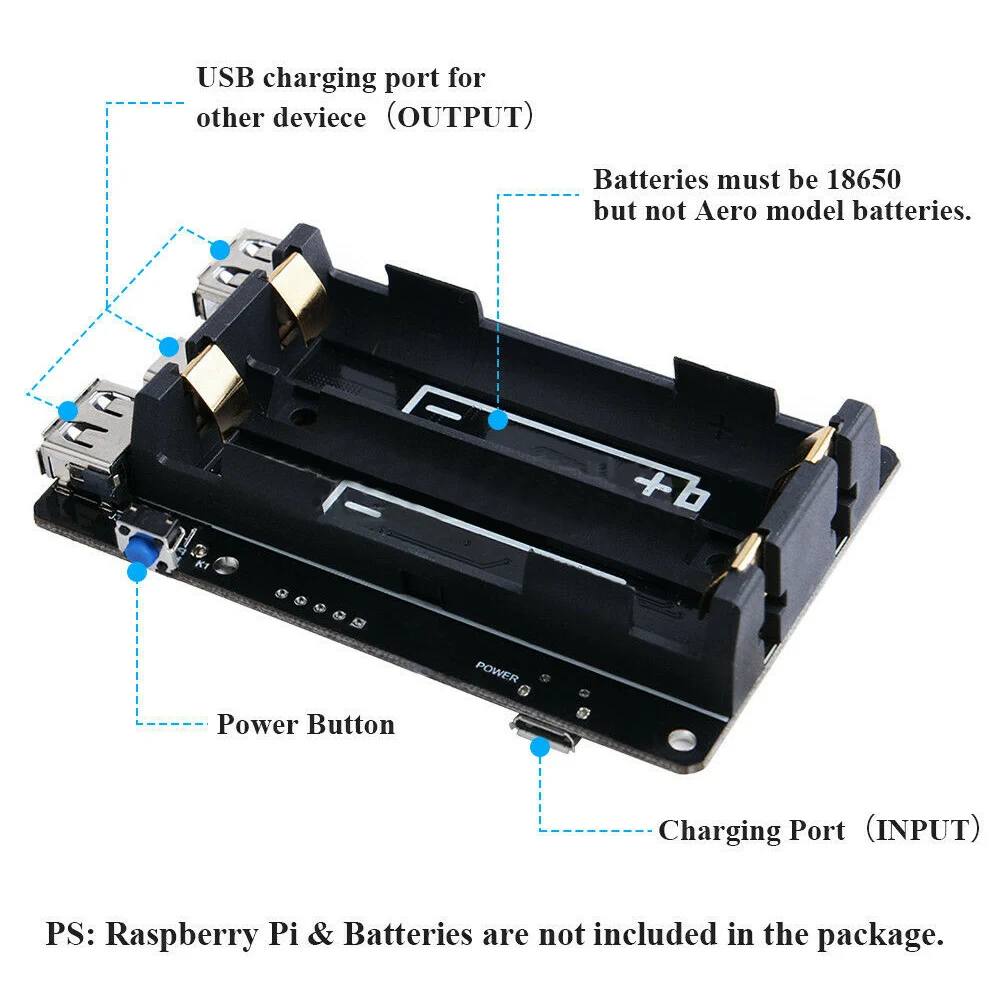 Для Raspberry Pi 4B UPS с источником бесперебойного питания RTC 18650 зарядное устройство |