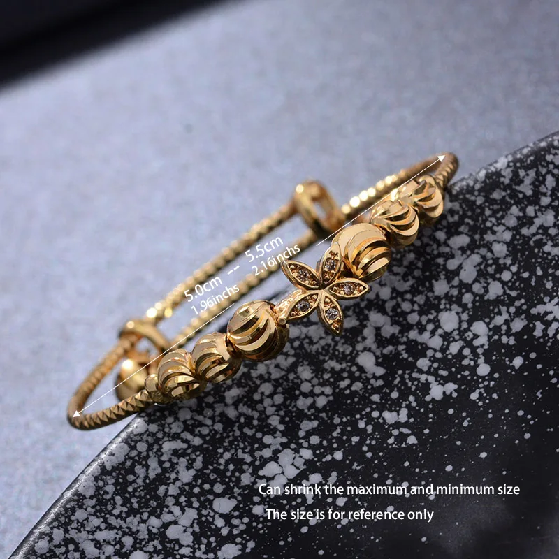 24K 4 шт этническое Золотое браслет для девочек/малышей/детей Шарм из Гипсофилы