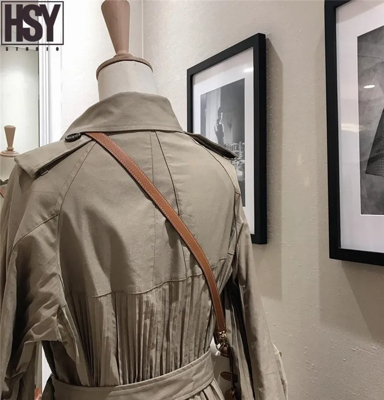 【HSY】2019 осенний британский стиль для женщин ветровка Классический хаки