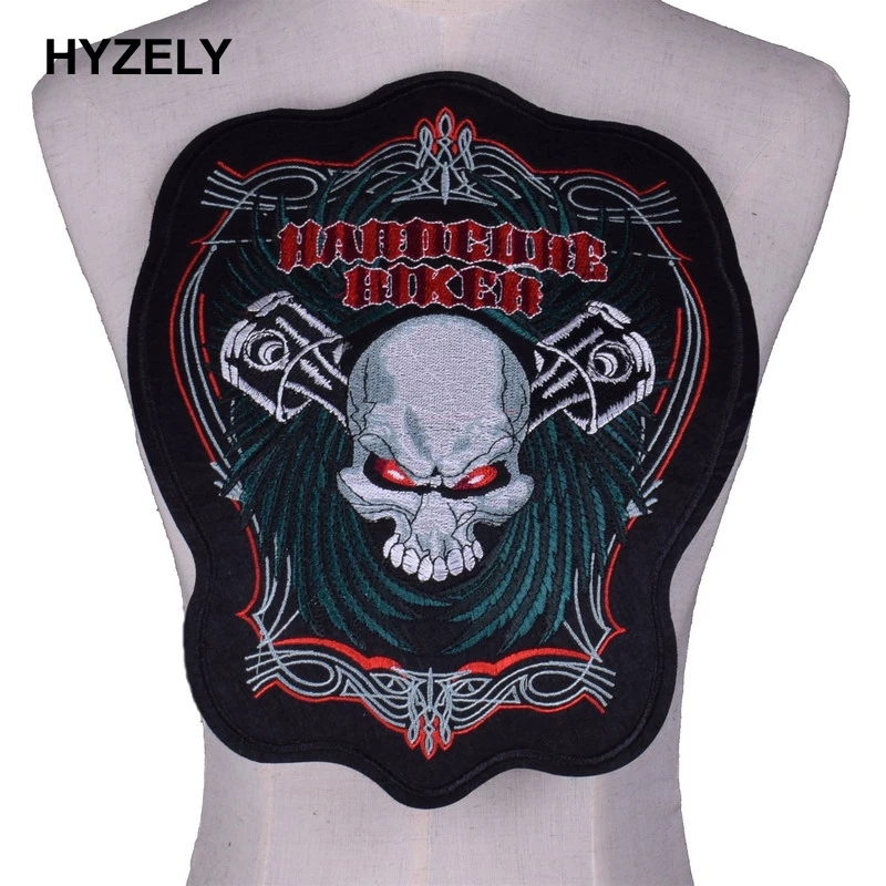 

Motorcycle Embroidered Iron On Patches Large Punk Skull Badges Big Biker Patches For Clothing Coat Accessories NL208