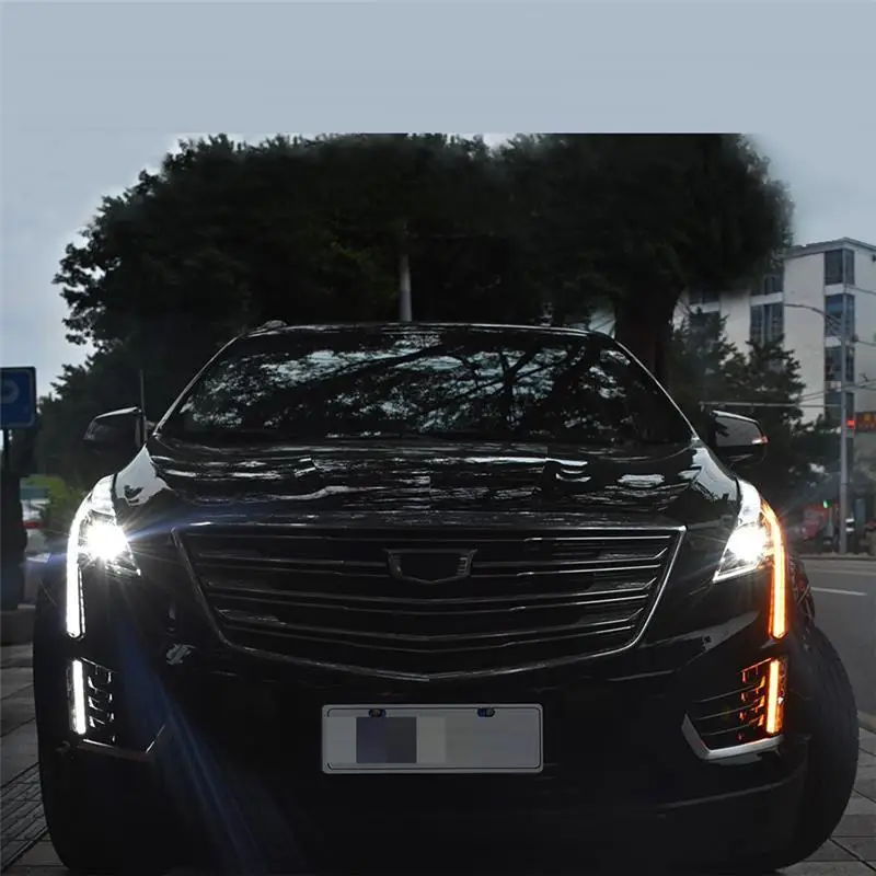 Drl авто автомобили дневные светодиодные ходовые боковые поворотники автомобиля освещение фары передние противотуманные фары 16 17 18 для Cadillac XT5