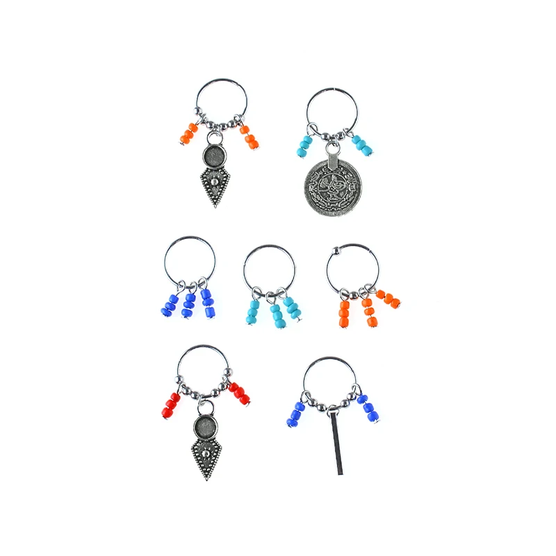 Colorful PuRui 1 лот, заколка для волос, дредлок, аксессуары, винтажное серебро, металл, перо, монета, подвески, кольца для волос, заколка, бусины, женские Украшения для волос - Окраска металла: Colorful