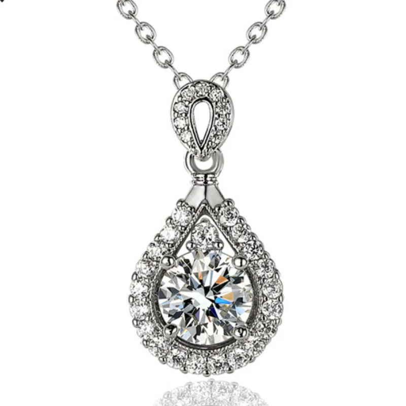 

Cubic Zirconia Necklace Chain Female 2 Carat Water Drop Pendant Fashion Clavicle Chain Jewelry Wholesale Jewelry Gift Accessory