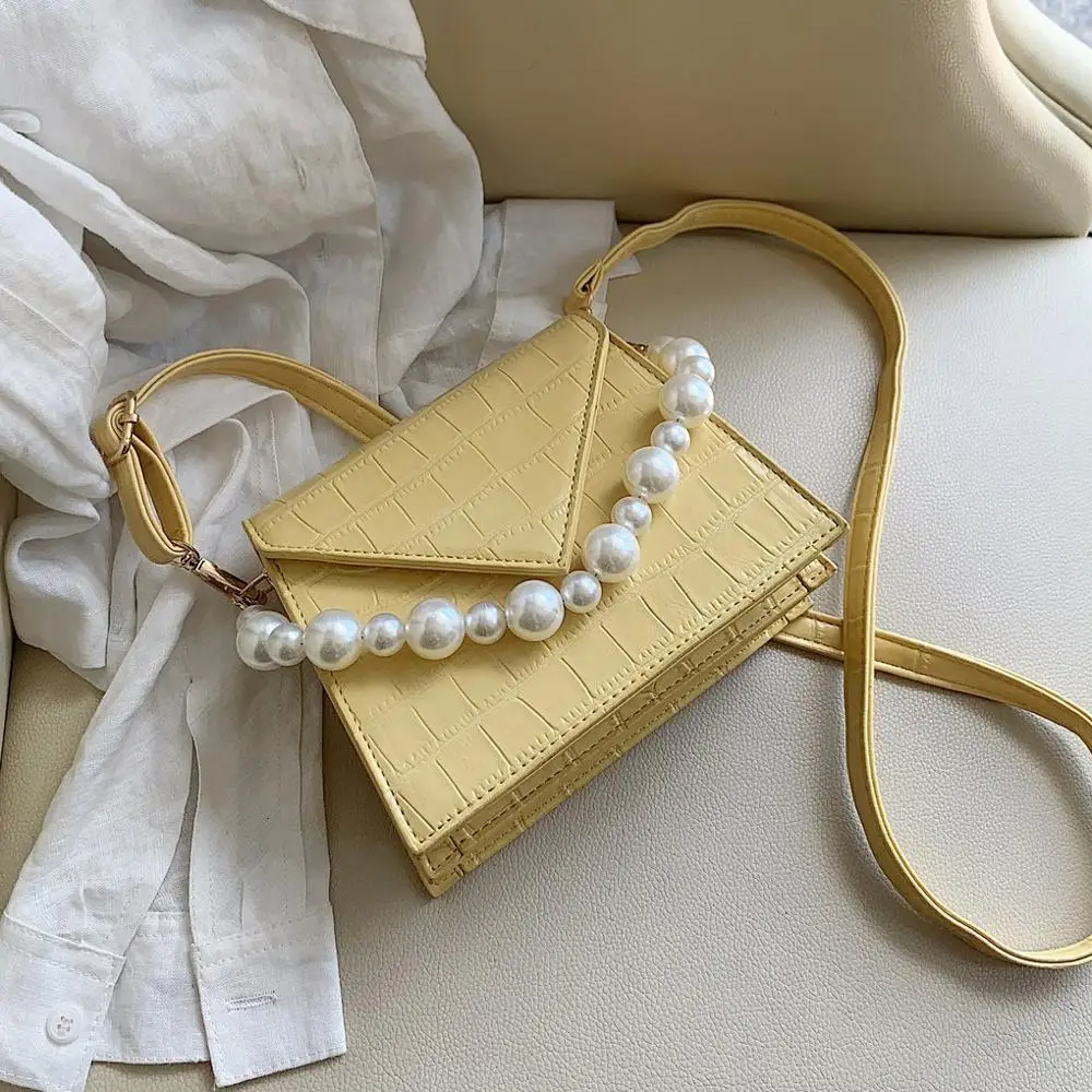 

Stone Pattern Pearl Design Mini PU Leather Crossbody Bags For Women 2021 Elegant Shoulder Handbags Female Cross Body Bag