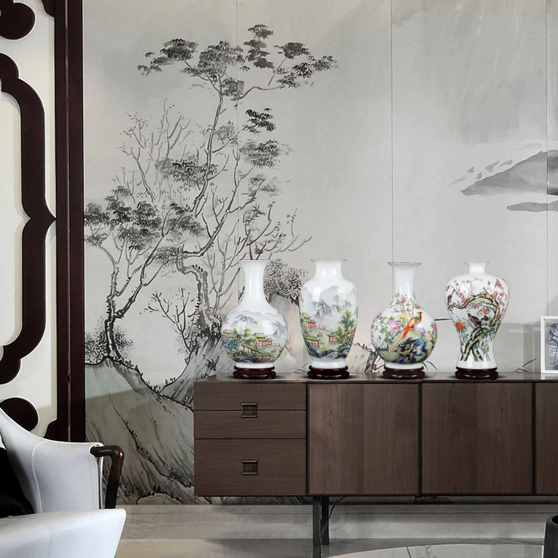 Керамическая ваза Jingdezhen в стиле ретро с пионами Цветочная композиция для