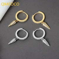 qmcoco new silver color simple cone shape earrings for women geometric fashion jewelry accessories birthday party gifts