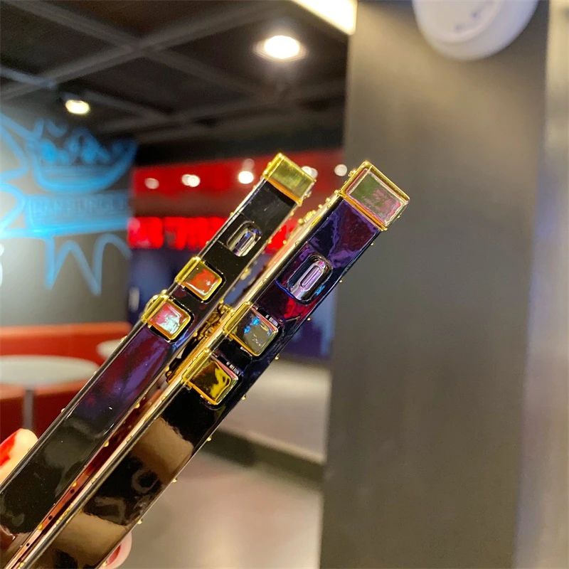 

Luxury Bling Gold Foil Marble Square Phone Case For iPhone 12 11 7 8 Plus X XR XS Max Glitter Soft Cover For HUAWEI P30 P40 case