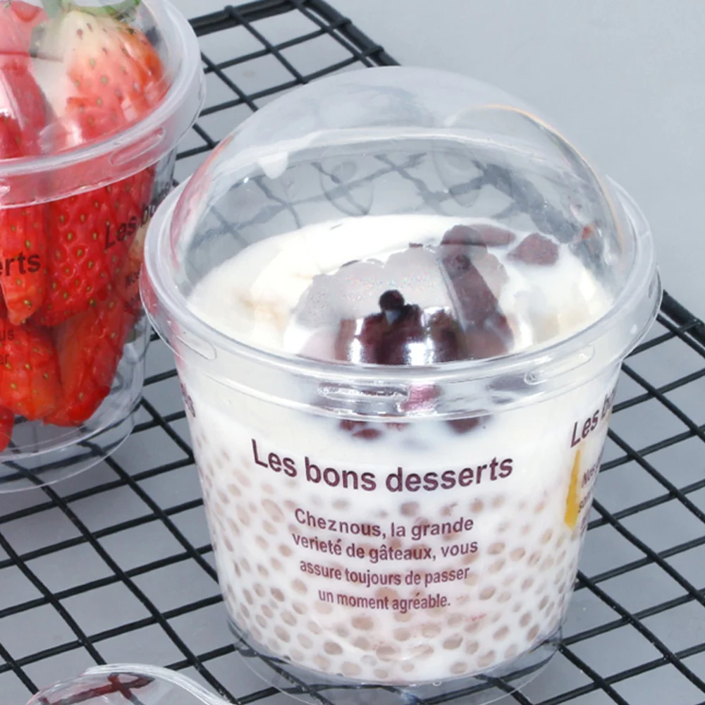 

50 Sets of Disposable Mousse Cup DIY Tiramisu Cup Dessert Cup Creative Dessert Container with Spoon and Lid Random Color