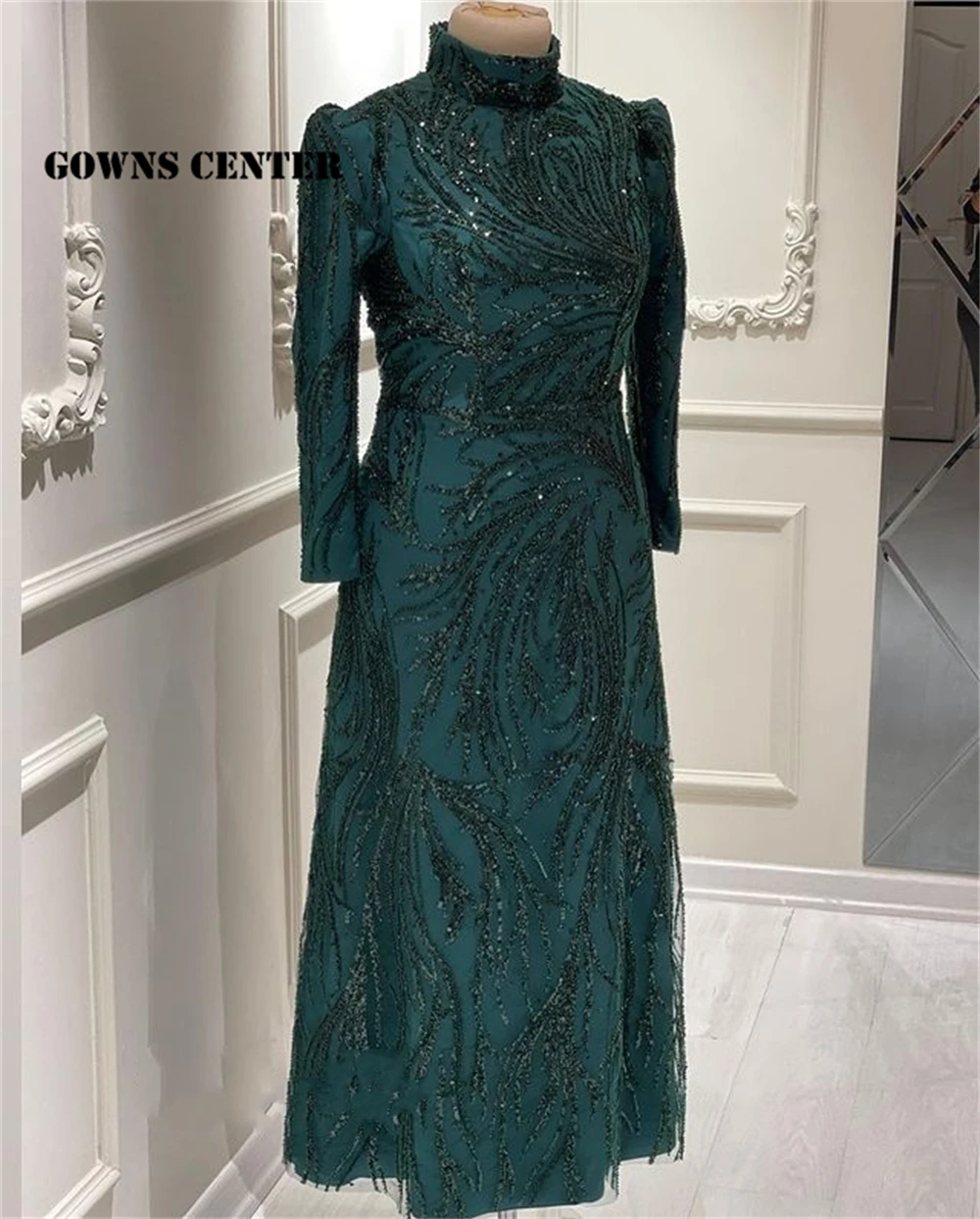 

Роскошное мусульманское вечернее платье Дубай с длинным рукавом турецкие бусины вечерние платья ТРАПЕЦИЕВИДНОЕ Официальное Платье женско...