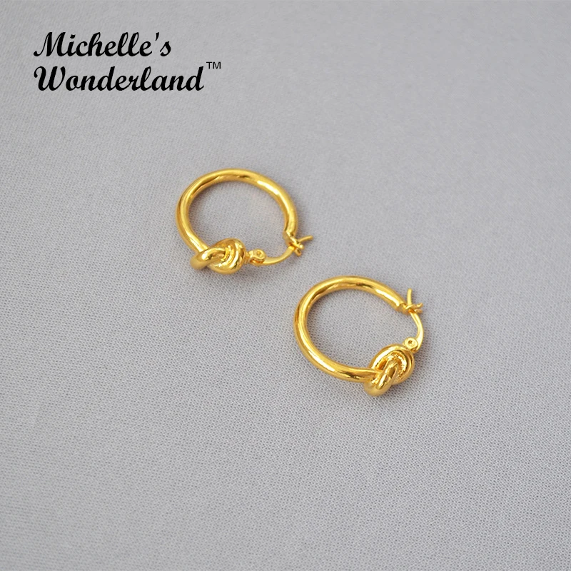 Серьги кольца с узлом золотого/серебряного цвета минимализм Высокое качество