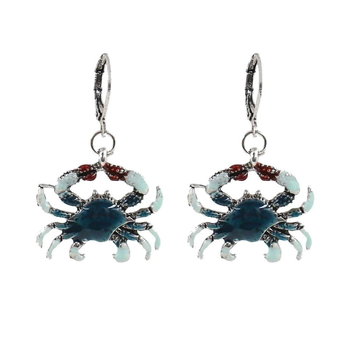 Hot Sale Fashion Oil Dripping Crab Earring Woman Popular Cute Blue Alloy Long Earrings Eardrop Jewellery Gift | Украшения и