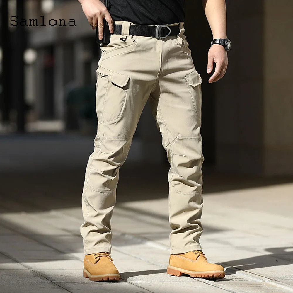 Pantalones informales de talla grande para hombre, pantalón para Moto y bicicleta, con bolsillos y