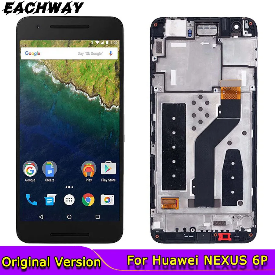 Оригинальный ЖК дисплей Google для Huawei NEXUS 6P сенсорный экран дигитайзер панель в