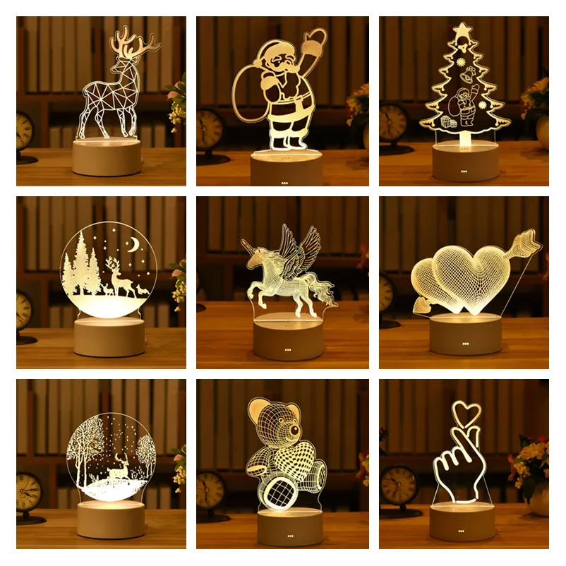 

3D Lamp Acrylic LED Night Lights Fariy Lights for Room Christmas Decorations New Year Gifts Holiday Lighting Navidad Ornaments