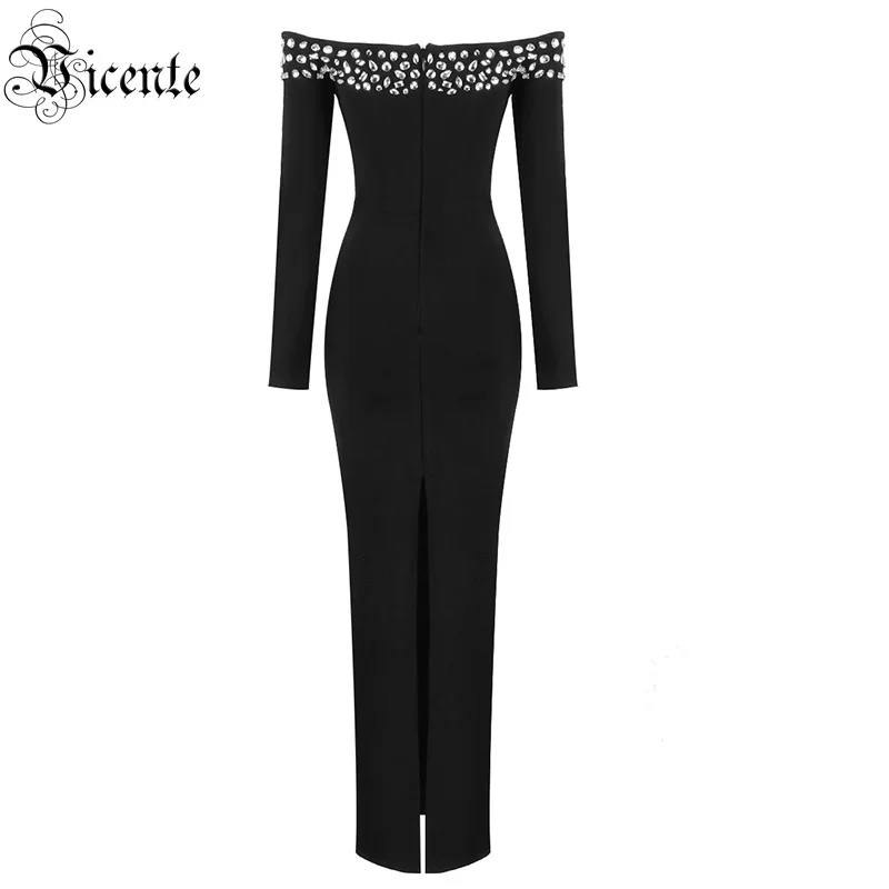 VC все новые драгоценные камни Vestidos сексуальное с открытыми плечами облегающее платье сетка сплайсинга знаменитостей Бандажное платье