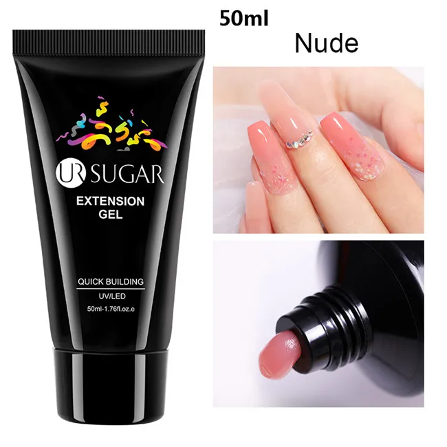 50ml 2 UR SUGAR Nail Art поли УФ-лак Френч для ногтей строитель ограничителей желе Полиакриловый гель Слип решения Clearnser Plus для удаления - Цвет: 50ml 2