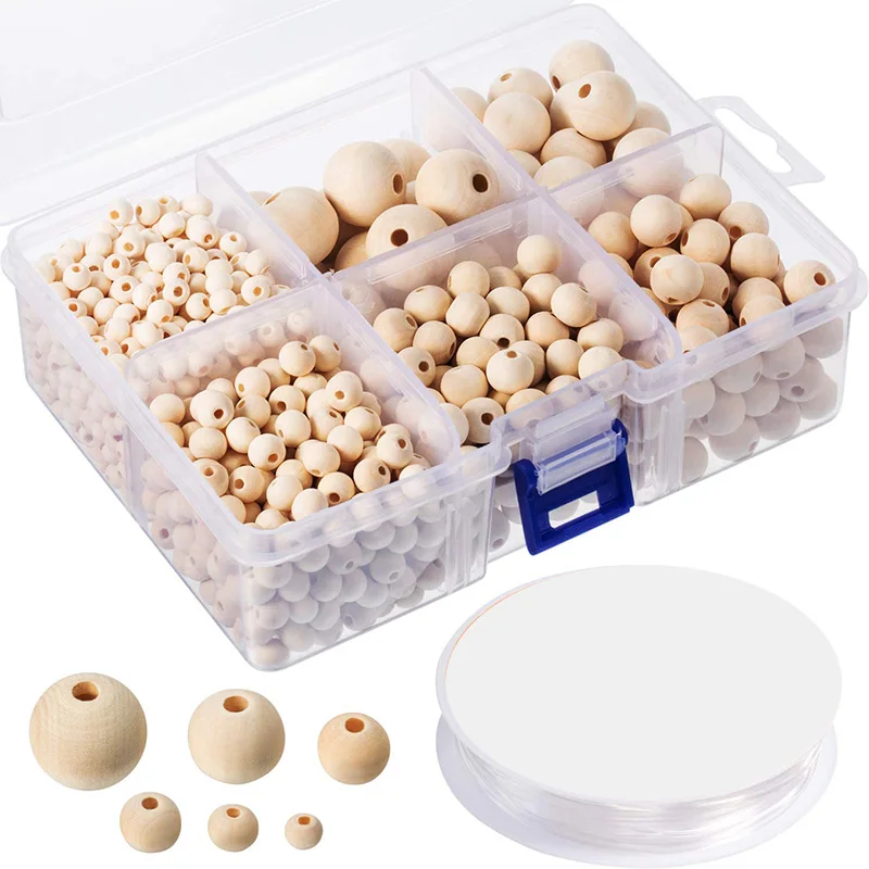 Деревянные бусины круглые деревянные набор с 1 рулоном кристальная эластичная