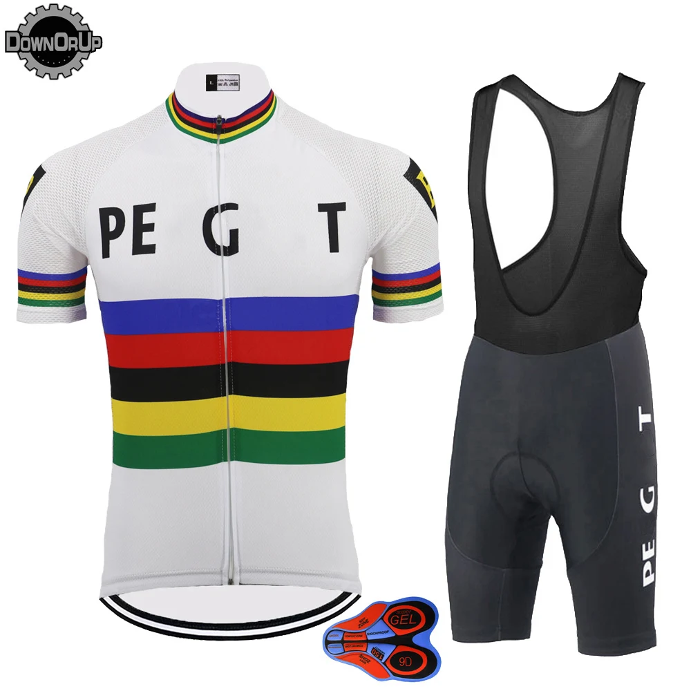 Комплект одежды для велоспорта DOWNORUP мужской ретро Джерси с коротким рукавом