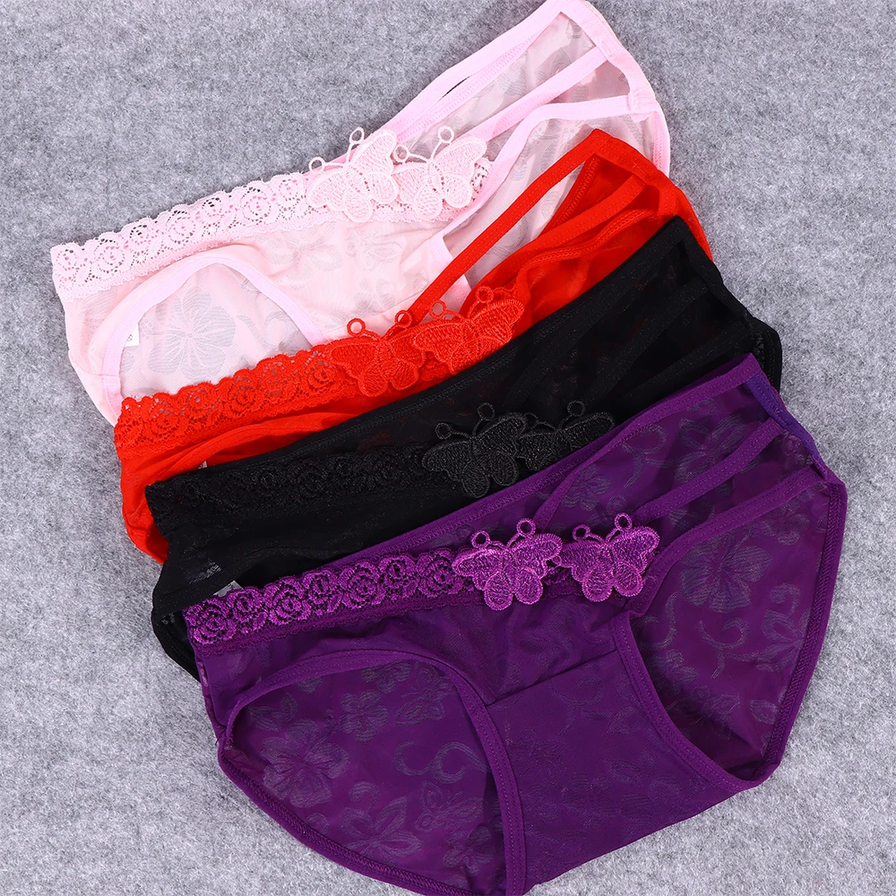 Сексуальные женские трусики с заниженной талией дышащие ажурные украшение