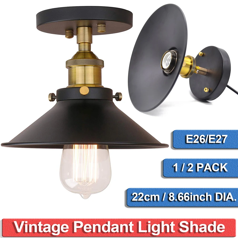 Винтажный потолочный светильник промышленный полузонт подвесной в стиле ретро с