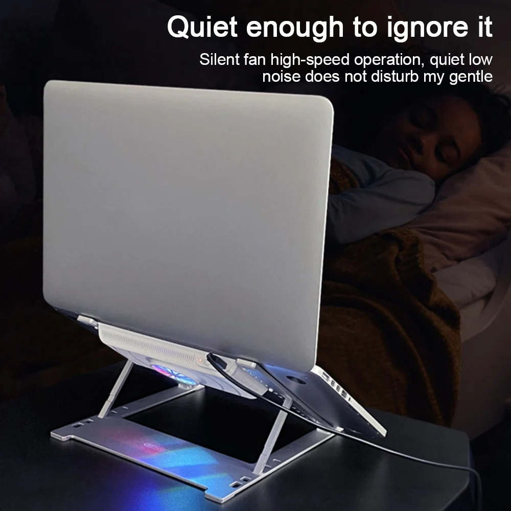 

Notebook Radiator Bracket Quiet Fan RGB Light Semiconductor Refrigeration Laptop Fast Cooling Stand for Play Games