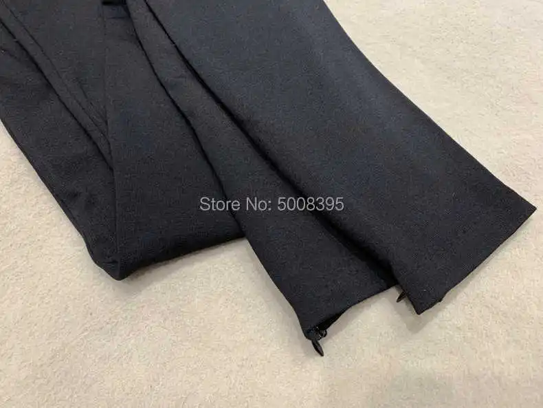 

Woman Black Leggings Cuff with zippers Elastic High Waist Fashion Bottom Pants
