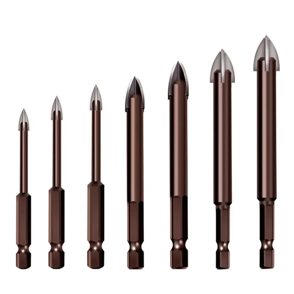 

7 Piece Masonry Drill Bits Set Triangle Drill Hexagon Carbide Drill Bits Multifunctional Cross Triangle Drill Bit For Tile Brick