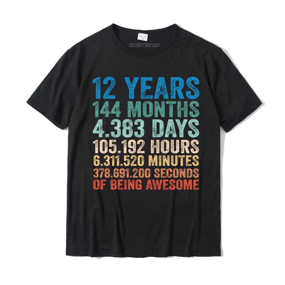 

Vintage 12th Birthday Shirt 12 Years Old Being Awesome Christmas Tshirt Tops Shirts Discount Design Cotton Men's T Shirts Design