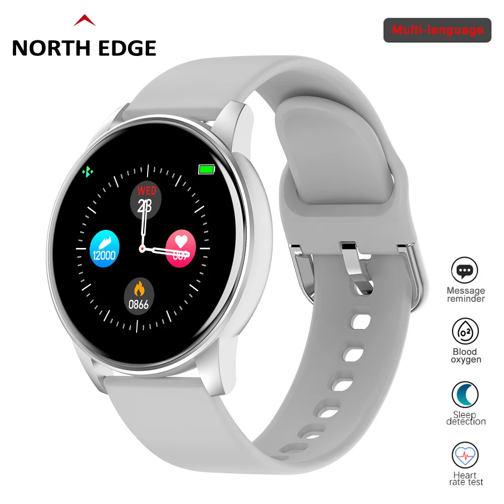 Мужские смарт-часы с пульсометром NORTH EDGE спортивные водонепроницаемые часы IP67