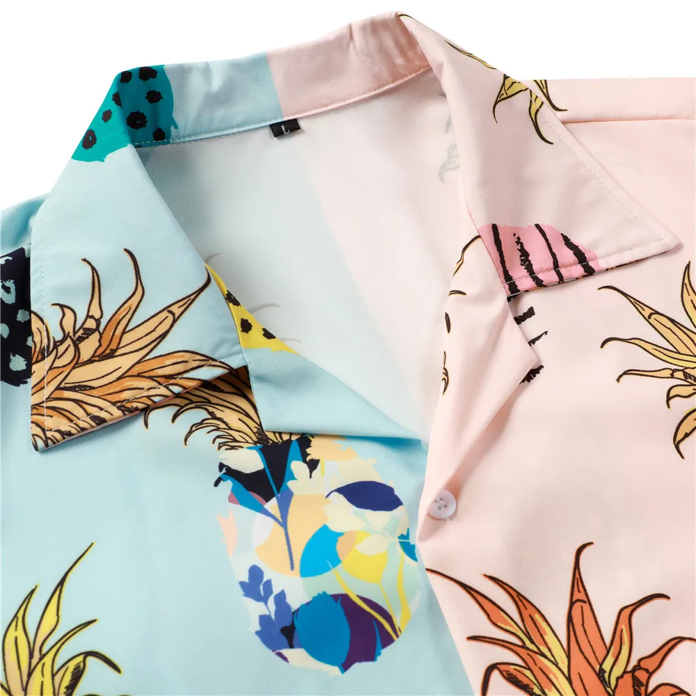OSCN7 Casual Printed Short Sleeve Shirt Men Street 2021 Hawaii Beach Oversize Women Fashion Harujuku Shirts for Men 157