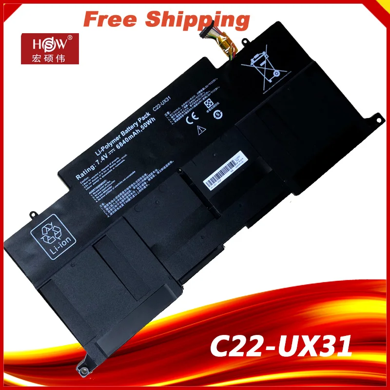 

New C22-UX31 C23-UX31 Laptop Battery For Asus Zenbook UX31E UX31E-DH72 UX31A Ultrabook UX31A-R4004H BX31E BX31A