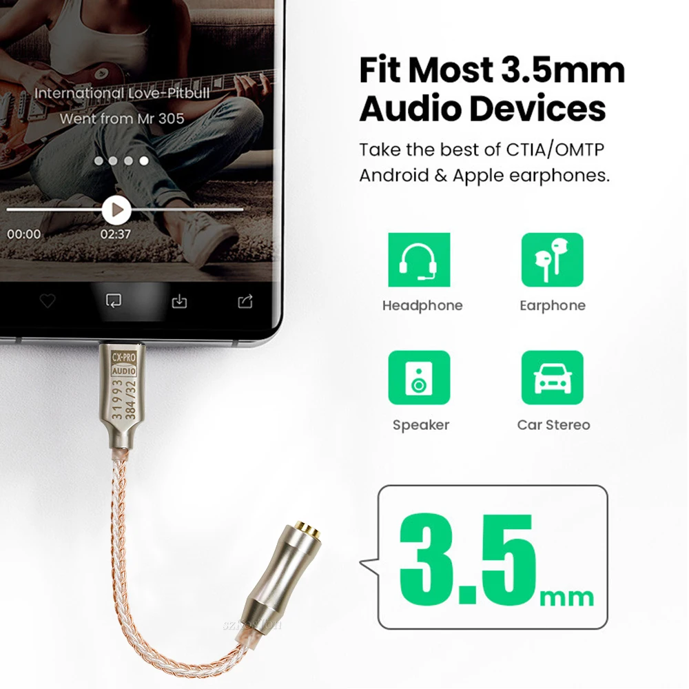 Усилитель для наушников CX31993 с USB Type-C на аудиоинтерфейс 3 5 мм Hi-Fi DAC усилитель звука