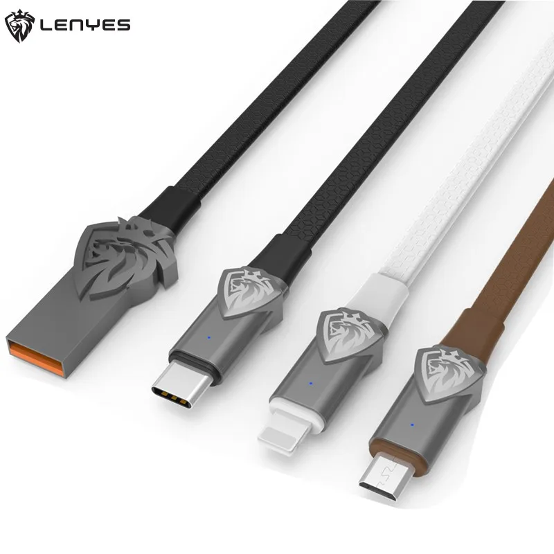 Lenyes Премиум Король Лев USB кабели для samsung IPhone 1 м светодиодный дыхательный