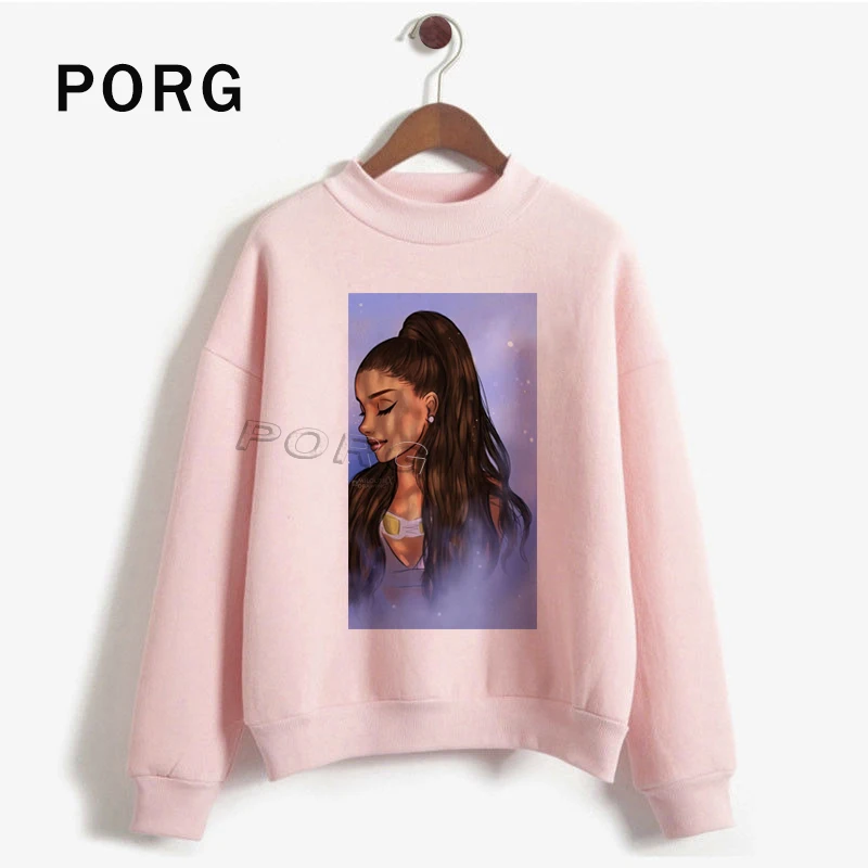 Ariana Grande/Розовая Толстовка для женщин в готическом стиле, уличная Harajuku Sudadera Mujer, новая женская одежда, толстовки с длинными рукавами и круглым вырезом