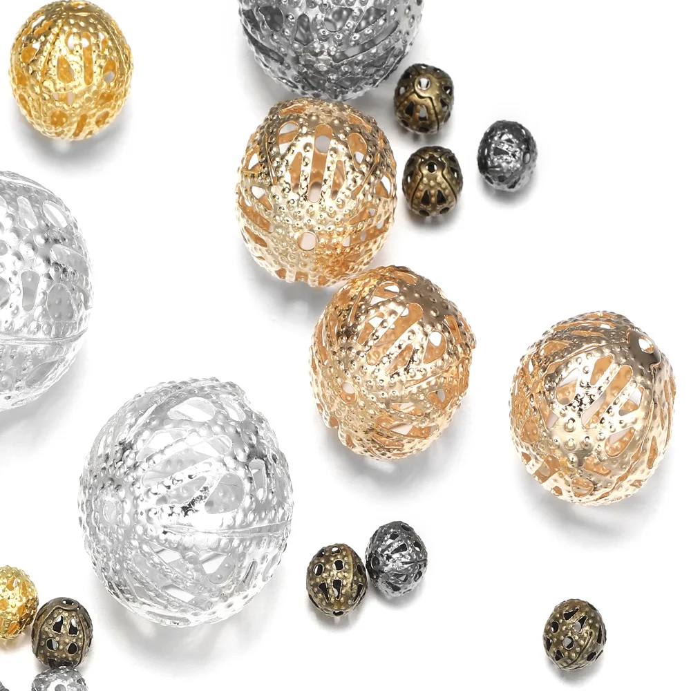 Круглые Обжимные бусины-разделители всех размеров 10-200 шт. металлические шармы с