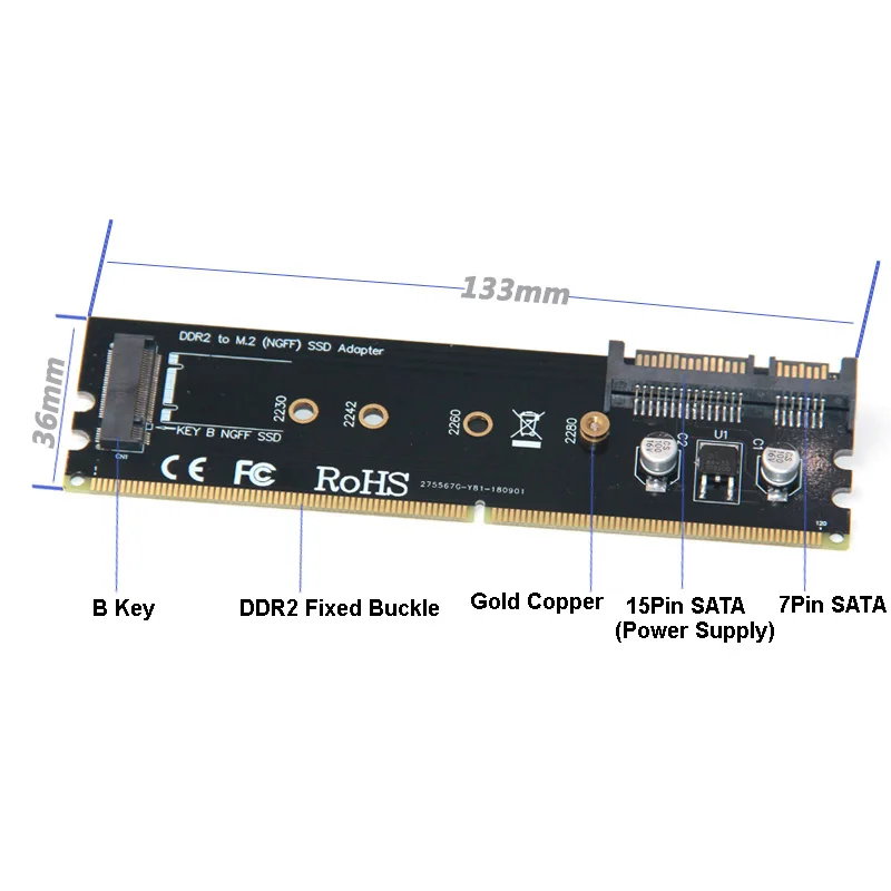 DDR3 DDR4 DDR2 к M2 SSD адаптер M.2 NGFF B Ключ Riser карта SATA 15Pin мощность + 7Pin порт данных