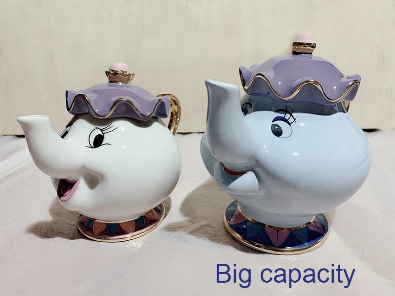 

Big Capacity Beauty And The Beast Tea Set Teapot Cup Mrs Potts Sugar Pot Bowl Chip Mug with Plate Saucer Christmas Gift