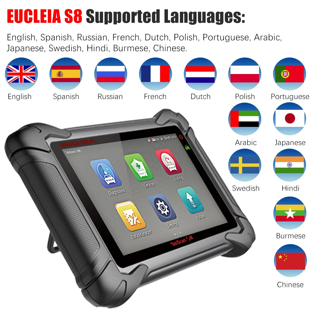EUCLEIA S8 OBD2 Automotive Scanner Professional All System Diagnosis EPB Oil Reset ECU Coding Active Test Car Diagnostic Tool | Автомобили