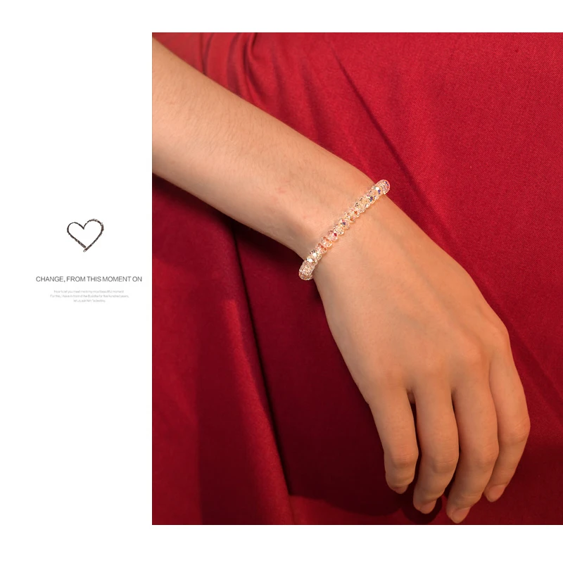 Браслет-цепочка с разноцветными кристаллами Сваровски для женщин Шарм на