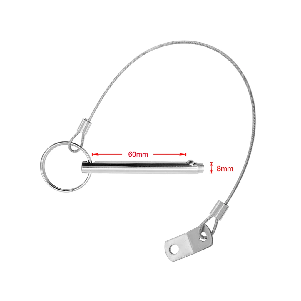 

4 Pcs Quick Release Pin 5/16inch Diameter w/ Lanyard Prevents Loss, 316 Stainless Steel, Bimini Top Pins, Marine Hardware