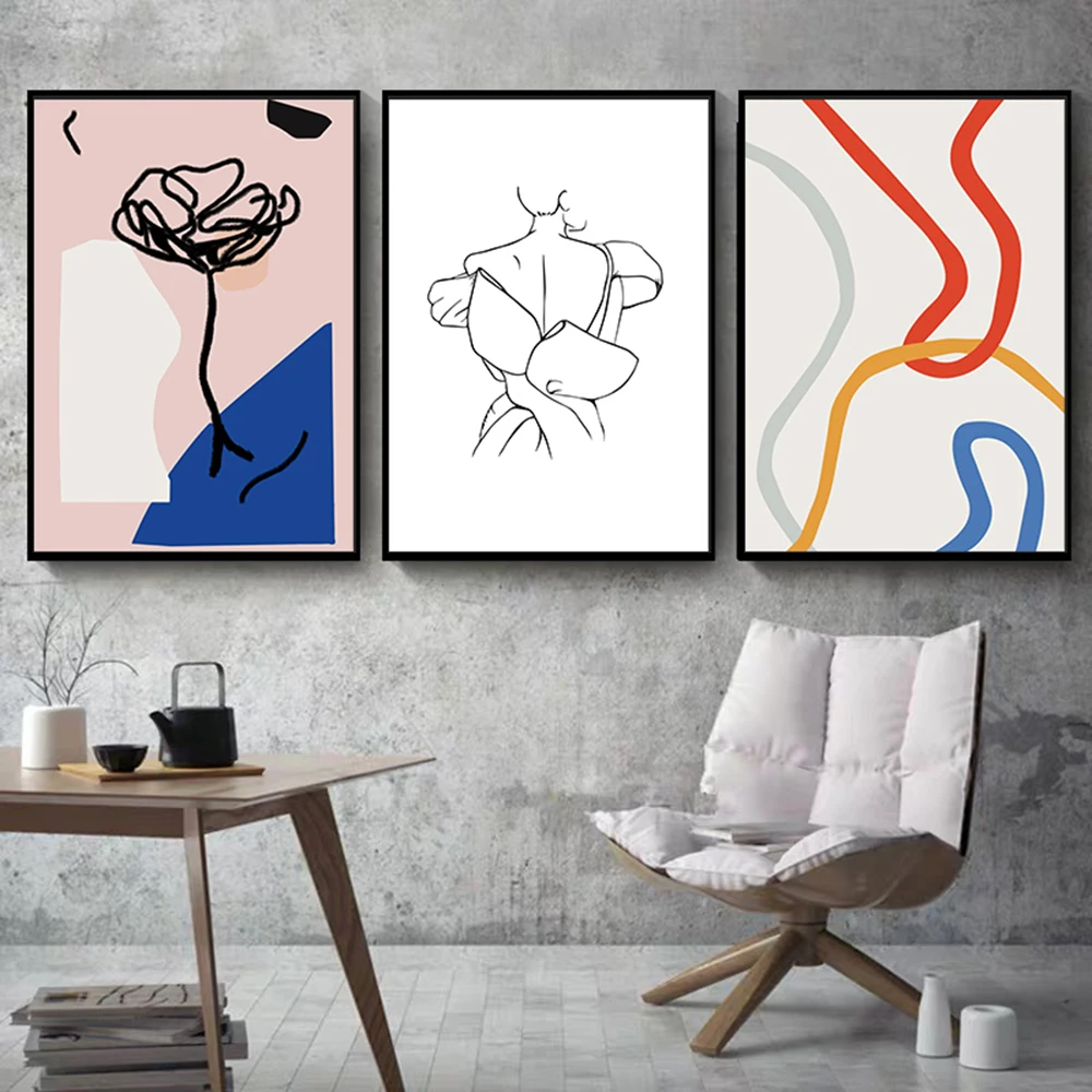 

Abstract Geometric Line Pictures Wall Art Print Canvas Painting Home Decor Nordic Modern Poster For Living Room Uframed