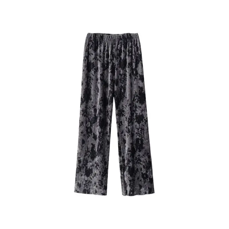 

Tie dyed floor dragging casual pants women's spring and summer 2021 New Retro loose high waist straight wide leg pants versatile