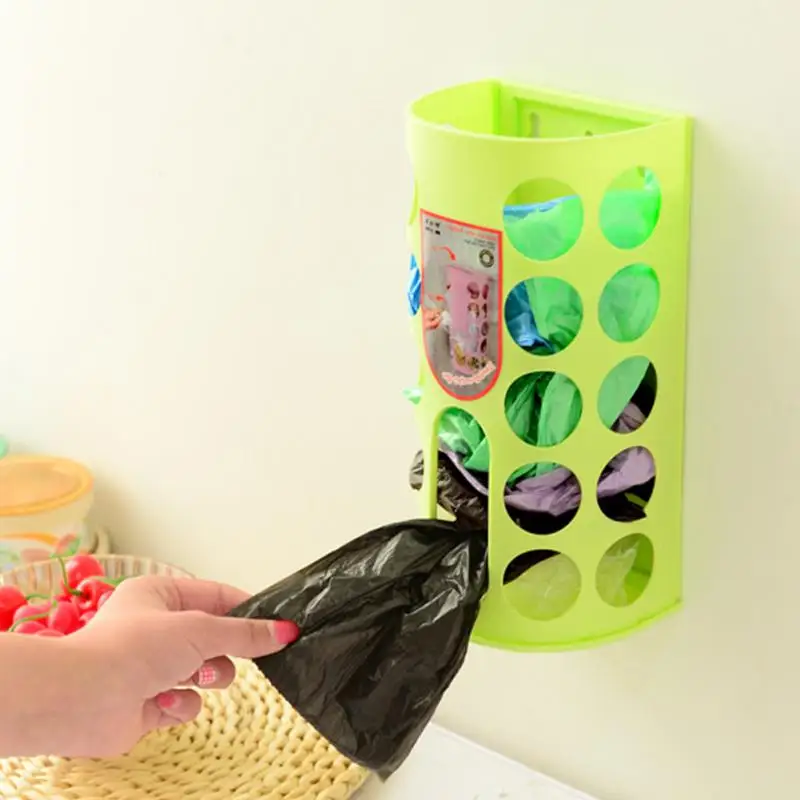 

Kitchen Storage Boxes Shopping Plastic Carrier Bag Storage Holder Bags Dispenser Rack Container Wall-Mounted Organizer